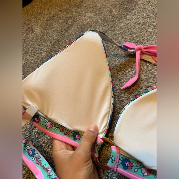 Victoria's Secret Floral Bikini with Pink and Green and gold Accents pushup - Picture 6 of 9